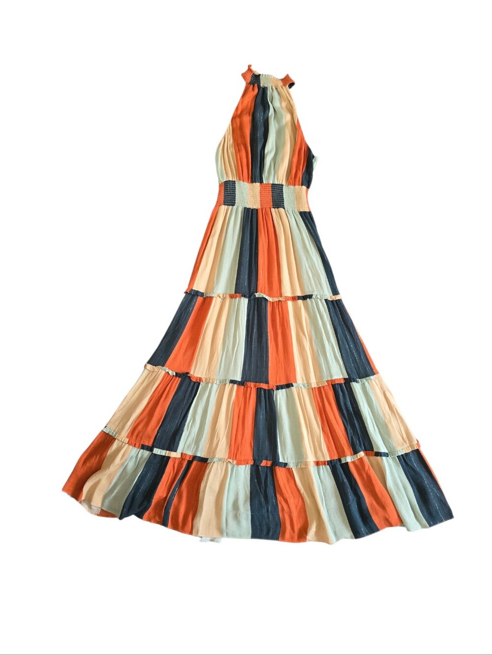 FARM Rio Colorblocked Halter Tiered Maxi Dress Size XS Lined - Picture 6 of 11